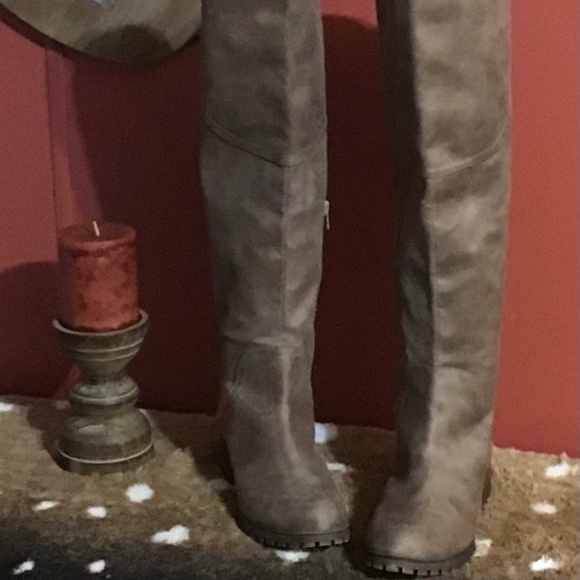 NEW Lucky Brand Tall Suede Taupe 8M - Picture 1 of 16